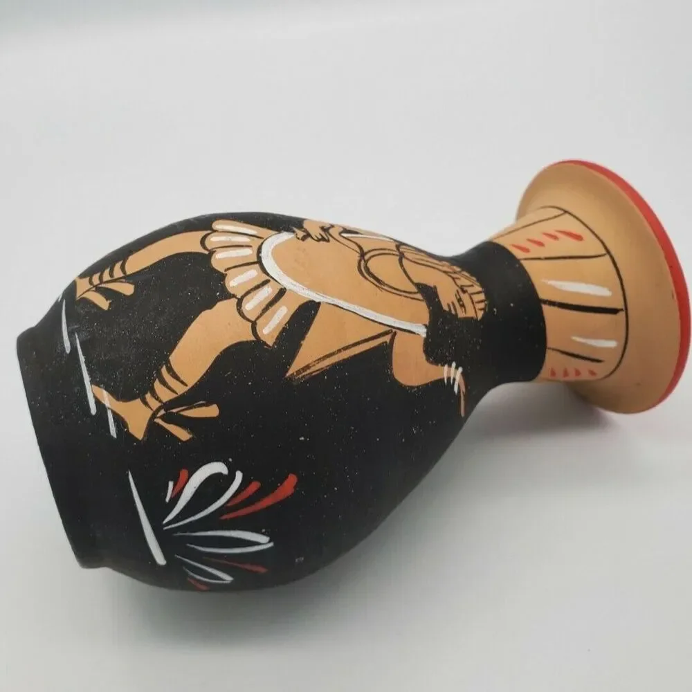 Fratelli Fanciullacci Painted Terracotta Vase Italy MCM RARE Find Egyptian Look